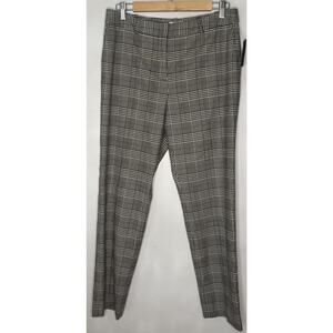 Tahari Womens Size 8 Dress Pants Large Black White Rose Houndstooth Stretch NEW